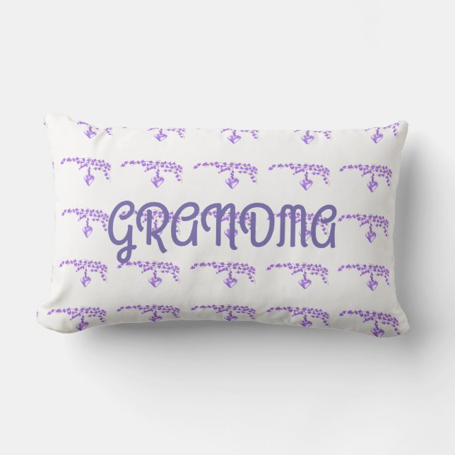 Grandma Purple Blossoms Lumbar Cushion (Front)