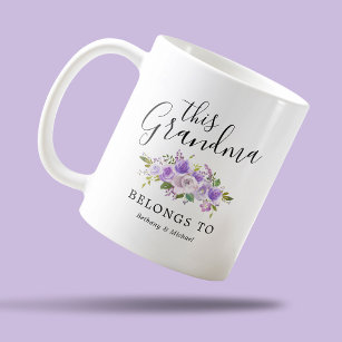 Grandma Purple Floral Coffee Mug