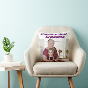 Grandma purple typography photo cushion