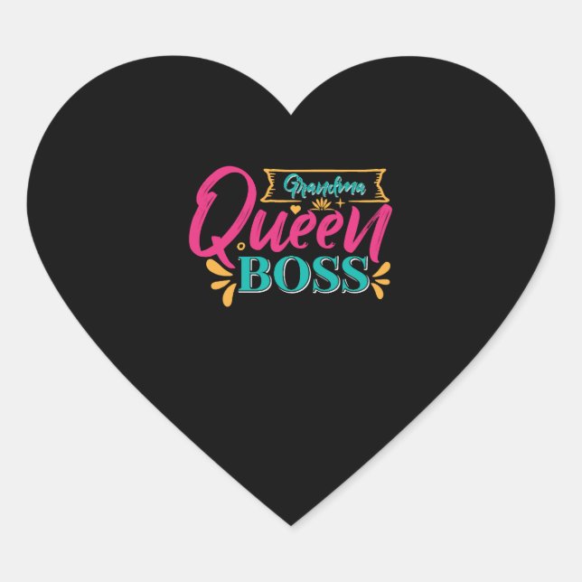 Grandma Queen Boss Super Grandma Granny Heart Sticker (Front)