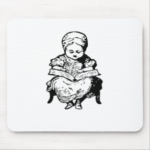 Grandma Read You a Story Cartoon Illustration Mouse Mat