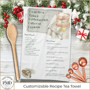 Grandma Recipe   Butterscotch Cookie Personalised Tea Towel