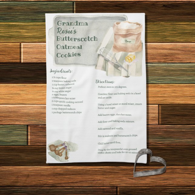 Grandma Recipe | Butterscotch Cookie Personalised Tea Towel (Creator Uploaded)