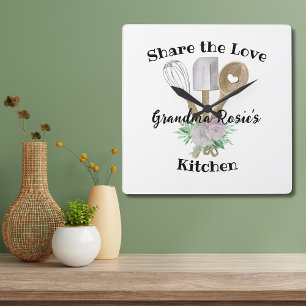 Grandma Recipes   Share the Love Personalized Square Wall Clock