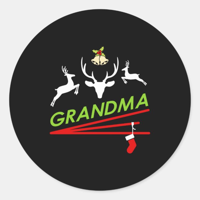 Grandma Reindeer Hoof Prints Christmas  Classic Round Sticker (Front)