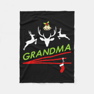 Grandma Reindeer Hoof Prints Christmas Fleece Blanket