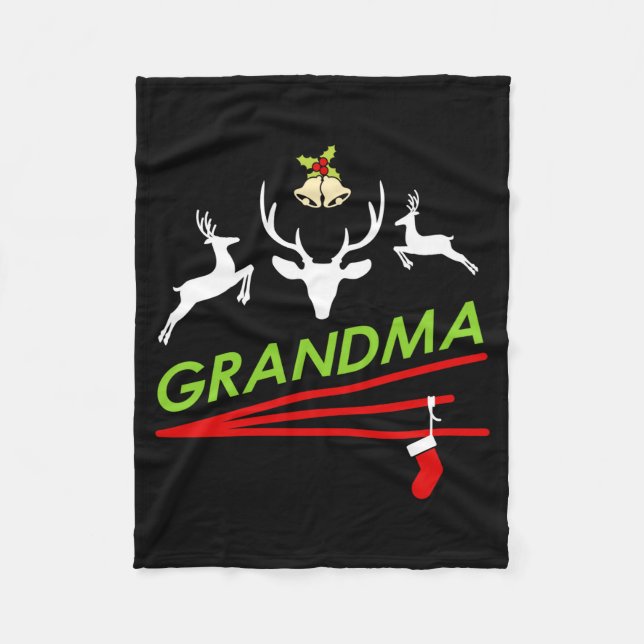 Grandma Reindeer Hoof Prints Christmas  Fleece Blanket (Front)