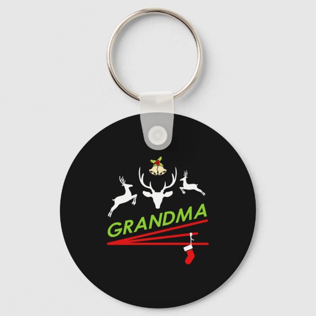 Grandma Reindeer Hoof Prints Christmas  Key Ring (Front)