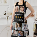 Grandma Review Photo Collage Apron<br><div class="desc">Create your own unique grandma apron featuring 11 photos for you to replace, the title "GRANDMA", with 5 out of 5 gold stars, an excellent review that reads "the world's best cook, always seasons with love", and the kids names. The title can be changed to grandpa, mum, dad or any...</div>