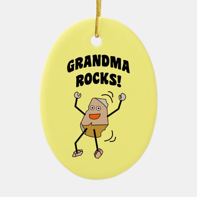 Grandma Rocks Ceramic Tree Decoration (Front)