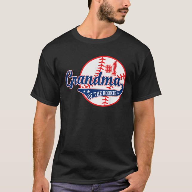Grandma Rookie of Year 1st Birthday Baseball Theme T-Shirt (Front)
