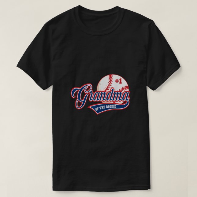 Grandma Rookie of Year 1st Birthday Baseball Theme T-Shirt (Design Front)