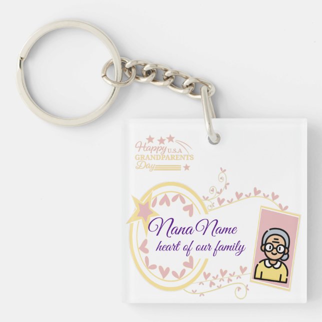 Grandma’s Day Vintage Badge Design Key Ring (Front)