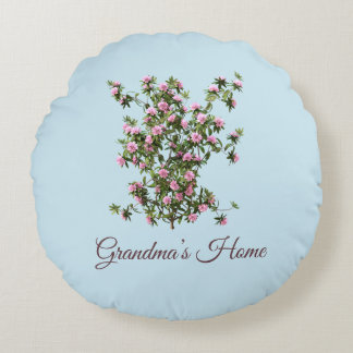 Grandma’s Home Rhododendron Floral Gift Round Cushion