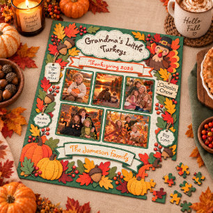 Grandma’s Little Turkeys Personalised Thanksgiving Jigsaw Puzzle