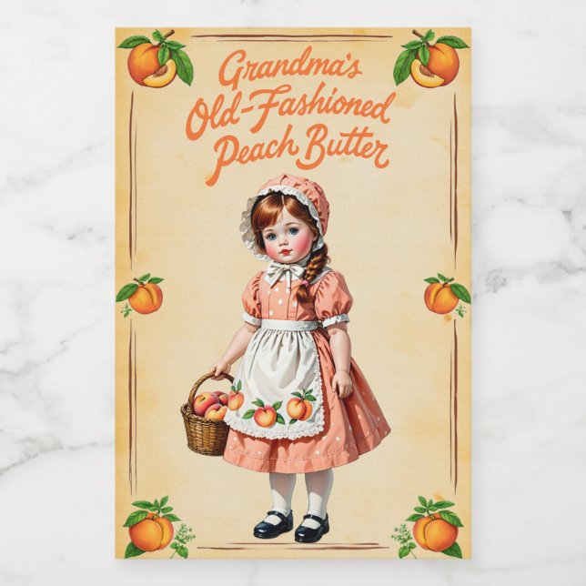 Grandma’s Old-Fashioned Peach Butter Food Label (Single Label)