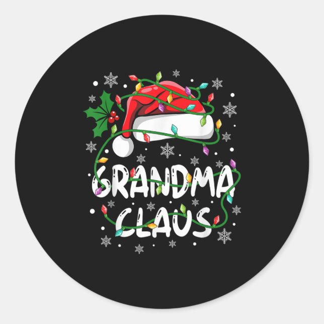 Grandma Santa Claus Family Christmas Squad Crew Ma Classic Round Sticker (Front)