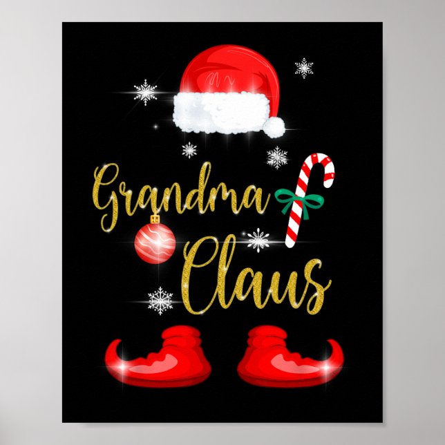 Grandma Santa Claus Fun Family Christmas Pjs for G Poster (Front)