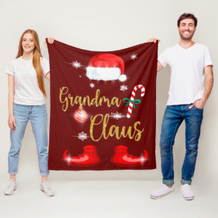 Grandma Santa Claus Funny Family Christmas Pjs Fleece Blanket