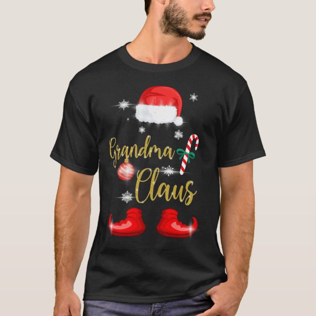 Grandma Santa Claus Funny Family Christmas Pjs for T-Shirt (Front)