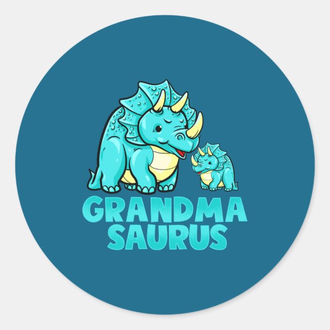 Grandma Saurus Funny Grandmasaurus Dinosaur  Classic Round Sticker (Front)