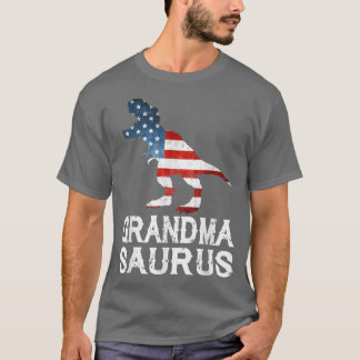 Grandma Saurus Re Grandmasaurus American Flag 4th  T-Shirt