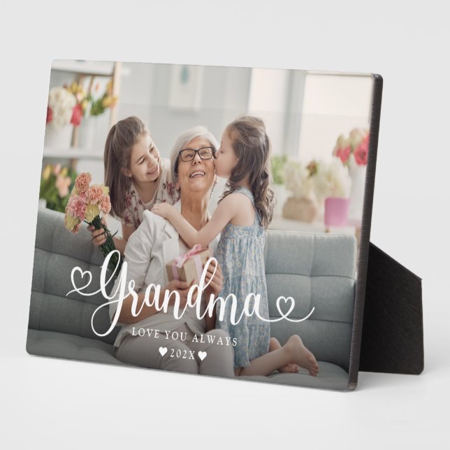 Grandma Script Heart Modern Plaque (Side)