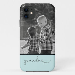Grandma Script w/ Photo Teal iPhone 11 Case