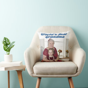 Grandma sea blue typography photo Mothers Day Cushion