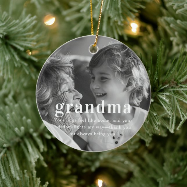 Grandma | Sentimental Photo Keepsake Christmas Ceramic Tree Decoration (Tree)