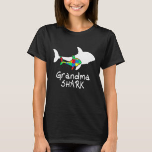 Grandma Shark Puzzle Piece Cool Autism Awareness T-Shirt