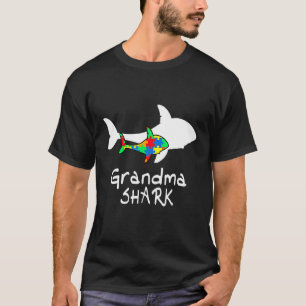 Grandma Shark Puzzle Piece Cool Autism Awareness T-Shirt