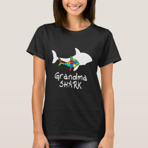 Grandma Shark Puzzle Piece Cool Autism Awareness T-Shirt