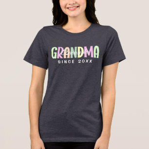 Grandma Since 20XX Modern Simple Personalised Tri-Blend Shirt