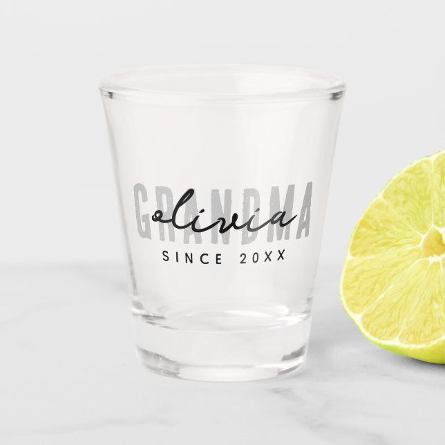 Grandma Since 20XX Modern Simple Preppy Shot Glass (Front)