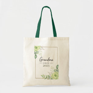 Grandma Since Personalised Year Floral Handwritten Tote Bag