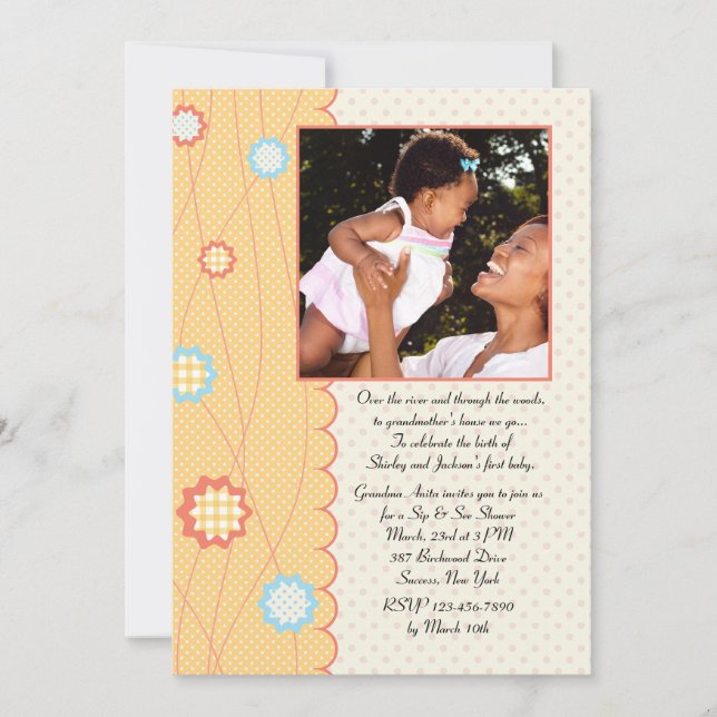 Grandma Sip and See Baby Shower Invitation (Front)