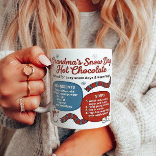 Grandma Snow Day Hot Chocolate Recipe With Snowman Coffee Mug