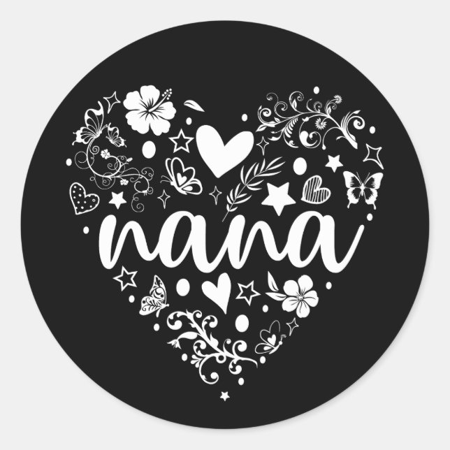 Grandma Sticker, Cute Nana Sticker, Mother's Day Classic Round Sticker (Front)