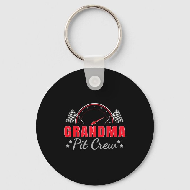 Grandma T Crew Race Car Driver Birthday Party Raci Key Ring (Front)