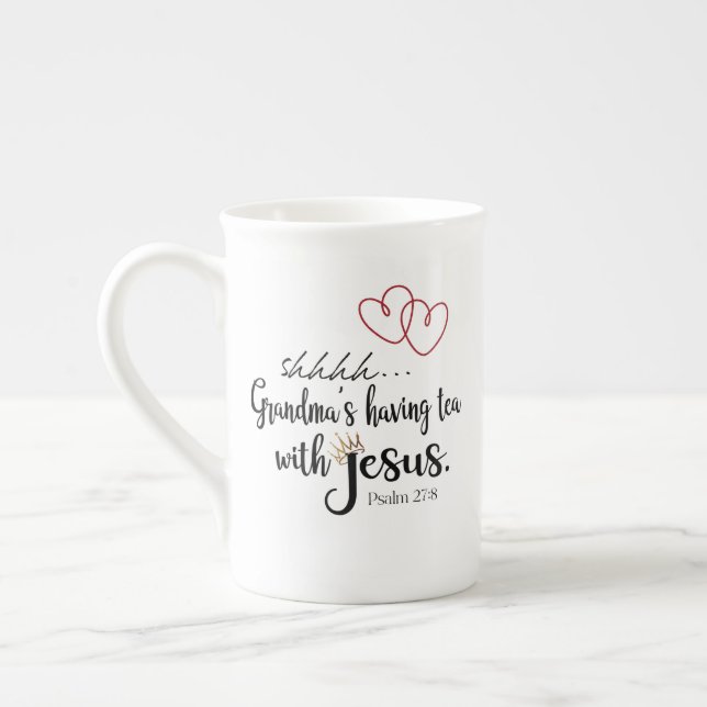 GRANDMA TEA WITH JESUS Christian Quiet Time Bone China Mug (Left)