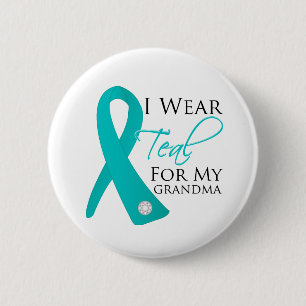 Grandma - Teal Ribbon Ovarian Cancer 6 Cm Round Badge