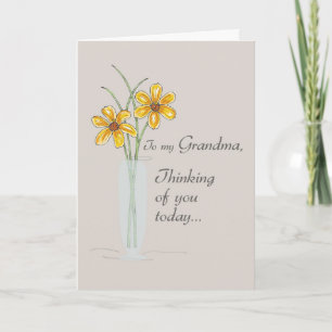 Grandma, Thinking of You Two Flowers Vase Card