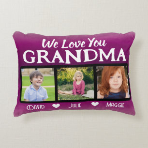 Grandma three photo collage personalised decorative cushion