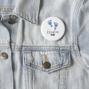 Grandma To Be Baby Boy Footprints 6 Cm Round Badge
