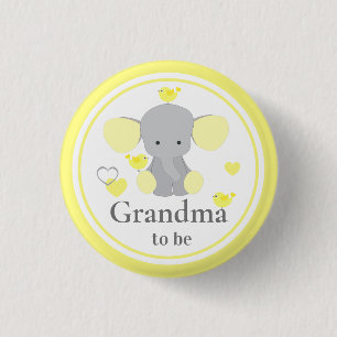 Grandma To Be Baby Boy Girl Shower Elephant 3 Cm Round Badge