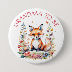 Grandma to be    Baby Fox and Flowers Baby Shower 7.5 Cm Round Badge
