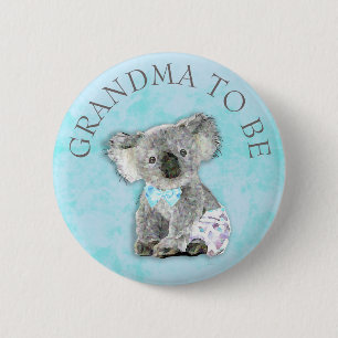 GRANDMA to be Baby Shower button Koala Bear Themed