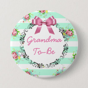 Grandma to Be Baby Shower Button Mint Green & Pink