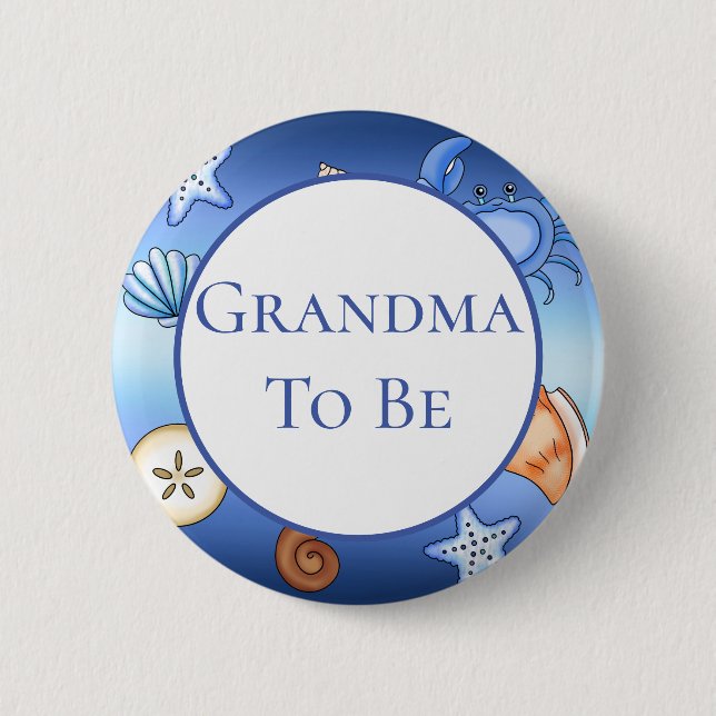 Grandma To Be | Baby Shower in Beach Theme 6 Cm Round Badge (Front)